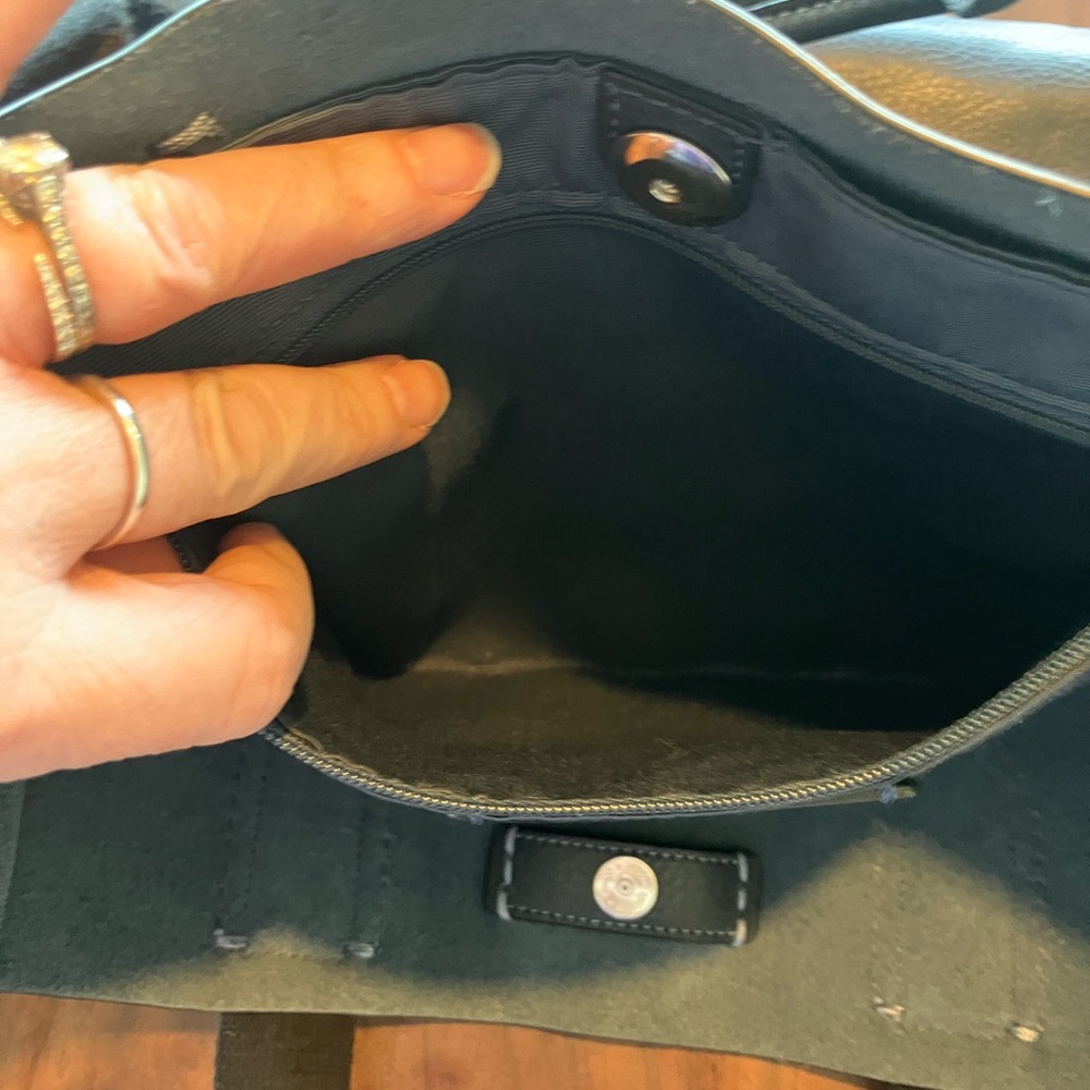 Coach Derby dark blue Leather Logo Tote with Silver Tag - Picture 7 of 7